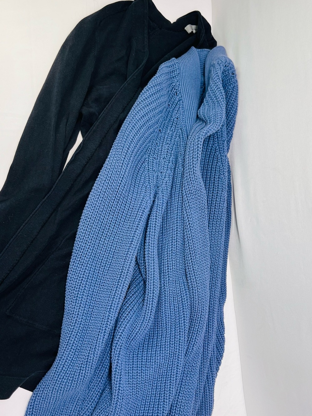 Blue Knit Cardigan and Black cardigan